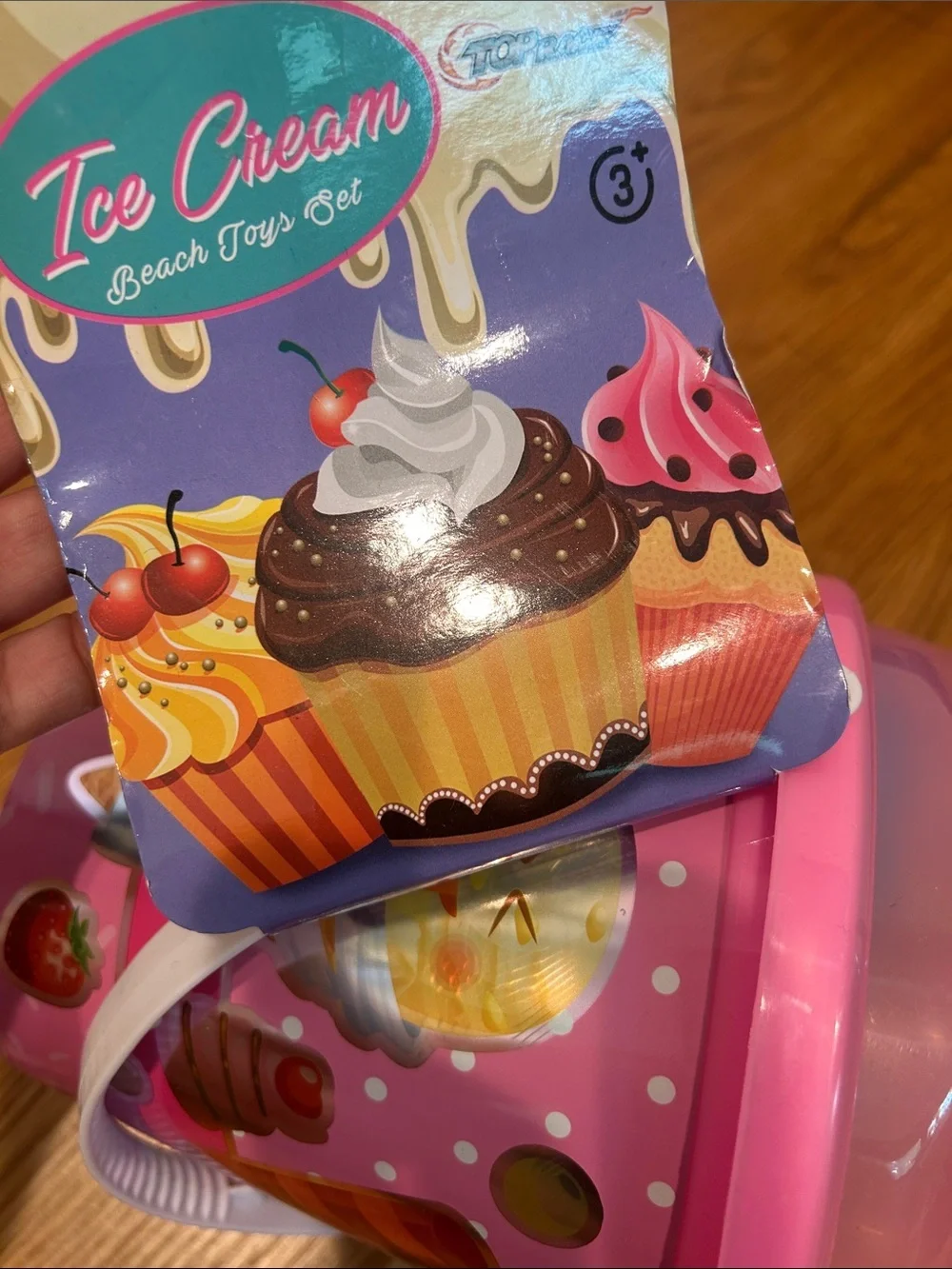 New Pink Ice Cream Cone Kids Pail and play set with Lid summer girls bucket